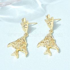 真鍮製ダングルピアス  カドミウムフリー＆鉛フリー  18KGP本金メッキ  ラックめっき  長持ちメッキ  海洋のテーマ  魚  40x20mm&nbsp;EJEW-D352-06G-02