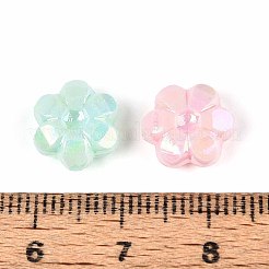 不透明なアクリルビーズ  ABカラーメッキ  花  ミックスカラー  11x10x4.5mm  穴：1.4~1.5mm  約1850個/500g&nbsp;OACR-N150-11