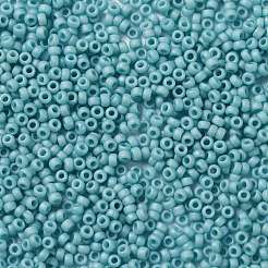MIYUKIラウンドロカイユビーズ  日本製シードビーズ  （rr2029)マットオペークターコイズブルー光沢  15/0  1.5mm  穴：0.7mm  約5555PCS /ボトル  10 G /ボトル&nbsp;SEED-JP0010-RR2029