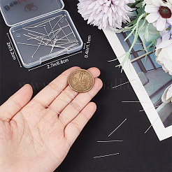 スターリングシルバーフラットヘッドピン925本  銀  24~25x0.5mm  ヘッド：1.5mm  約40個/箱&nbsp;STER-BBC0002-14A