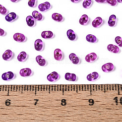 焼付塗装ガラスシードビーズ  ピーナッツ  パープル  3.5~4x2~2.5x2~2.3mm  穴：0.8mm  約8000個/ポンド&nbsp;SEED-K009-03B-04