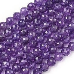 天然石アメジストビーズ連売り  多面カット  ラウンド  6~6.5mm  穴：0.8mm  約64個/連  15.51''（39.4センチメートル）&nbsp;G-L654-O01-6mm