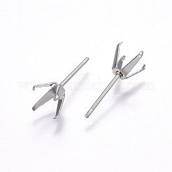 変色しない201ステンレススチールスタッドピアス金具  304ステンレスピン付き  ステンレス鋼色  3x3mm  ピン：0.8mm&nbsp;X-STAS-I095--07P-B