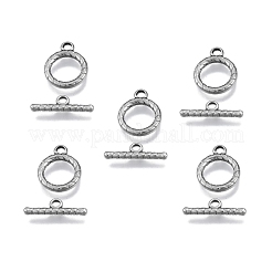 変色しない201ステンレススチールトグル留め具  ツイストリング  ステンレス鋼色  バー：6x21x2mm  穴：2.5mm  リング：19x15x2mm  穴：2.8mm&nbsp;STAS-N099-36
