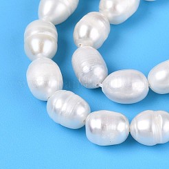 天然養殖淡水パールビーズ連売り  ライス  乳白色  7~9x5.5~6mm  穴：0.5~0.6mm  約21~22個/連  6.69~6.89''（17~17.5センチメートル）&nbsp;PEAR-T006-05