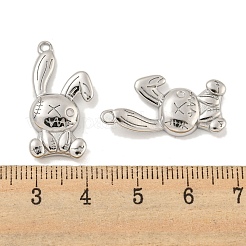 変色しない304ステンレススチールペンダント  うさぎチャーム  ステンレス鋼色  26x12.5x3.5mm  穴：1.8mm&nbsp;STAS-P356-26P