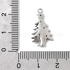 クリスマスブラスマイクロパヴェキュービックジルコニアペンダント  ラックめっき  長持ちメッキ  カドミウムフリー＆鉛フリー  プラチナ  クリスマスツリー  20.5x12x3mm  穴：1.2mm&nbsp;KK-L258-04P-A02