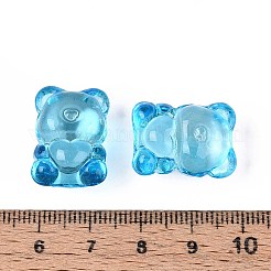 ベーキングペイント透明ガラスビーズ  ハートで耐える  空色  20~20.5x14.5~15x13.5~14mm  穴：1.5~1.6mm&nbsp;DGLA-N018-02C