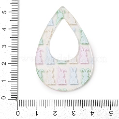 プリント透明アクリルパーツ  うさぎの涙  49.5x32x1.5mm  穴：1.6mm&nbsp;FIND-K017-15B-02