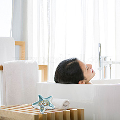 磁器ジュエリー皿トレイ  小物 ネックレス ブレスレット キャンディートレイ  ヒトデ  淡いターコイズ  133x137x32mm&nbsp;DJEW-WH0009-27