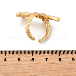 女性用真鍮調節可能カフオープンリング  蝶結び  ゴールドカラー  33mm  調整可能&nbsp;RJEW-Z097-03G-01