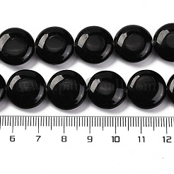 天然石オブシディアンビーズ連売り  フラットラウンド  16x6.5~7mm  穴：1.2mm  約25個/連  14.96~15.35インチ（38~39cm）&nbsp;G-C159-A03-01