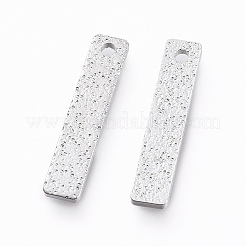 真鍮製チャーム  ニッケルフリー  長持ちメッキ  テクスチャ  長方形  プラチナ  15x3x1mm  穴：1mm&nbsp;KK-G397-03P