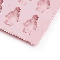食品グレードのシリコンモールド  フォンダン型  DIYケーキデコレーション用  チョコレート  キャンディ  UVレジン＆エポキシ樹脂ジュエリー作り  ロボット  ピンク  164x113x12mm  ロボット：40.5x25.5mm&nbsp;X-DIY-I021-11