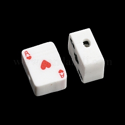 手作り樹脂粘土ビーズ  カードを再生  ホワイト  9x7x4.5mm  穴：1.8mm&nbsp;CLAY-E005-01