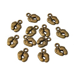 チベット風合金チャーム  フットプリント  カドミウムフリー＆鉛フリー  アンティークブロンズ  14x10x2mm  穴：2mm&nbsp;K081E071
