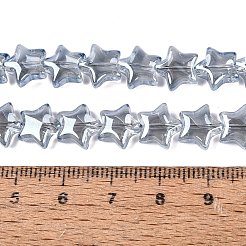電気メッキ透明ガラスビーズ連売り  スター  ライトスチールブルー  9~9.5x9.5~10x4~5mm  穴：0.6~0.8mm  約100個/連  33.46インチ（85cm）&nbsp;EGLA-N056-04A-A05
