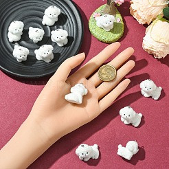 4スタイル 4個 フロッキング樹脂製 かわいい子犬ペンダント  プラチナメッキの鉄製ループが付いた犬のチャーム  ホワイト  30~31.5x18~23x20~24mm  穴：2.5mm  1個/スタイル&nbsp;RESI-YW0003-43A