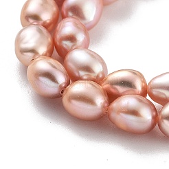 天然養殖淡水パールビーズ連売り  研磨両側  グレード6 A  ライトサーモン  6~7mm  穴：0.6mm  約23個/連  6.69''（17センチメートル）&nbsp;PEAR-P062-29G