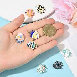 8 個 8 色の手作り磁器ビーズ  手描きの陶器ビーズ  ファミーユは磁器バラ  魚  ミックスカラー  20.5~22x16.5~18x6.5~7.5mm  穴：1.8~2.5mm  1pc /カラー&nbsp;PORC-FS0001-52