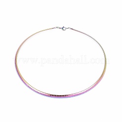 304ステンレススチールチョーカーネックレスとバングルジュエリーセット  カニカン付き  虹色  8-1/4インチ〜8-3/8インチ（21~21.2cm）  17.8インチ〜17.9インチ（45.2~45.4cm）  6mm&nbsp;SJEW-L144-A01-M