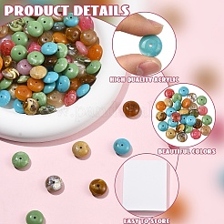160個 8色アクリル天然石風ビーズ  ロンデル  ツートン  ミックスカラー  13~15.5x6~7.5mm  穴：1.8mm  20個/カラー&nbsp;MACR-YW0004-87
