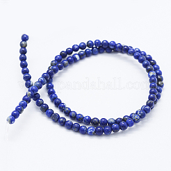 天然石ラピスラズリビーズ連売り  ラウンド  5mm  穴：0.6mm  約77個/連  15インチ（38cm）&nbsp;X-G-F561-5mm-G