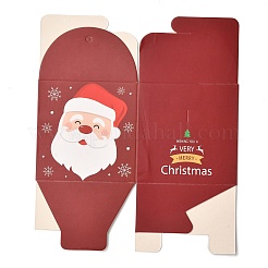 クリスマス折りたたみギフトボックス  透明な窓とリボン付き  ギフトラッピングバッグ  プレゼント用キャンディークッキー  サンタクロース  9x9x15cm&nbsp;X1-CON-M007-01D