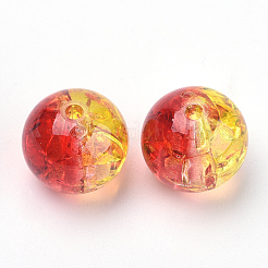 アクリルビーズ  透明なクラックルスタイル  ツートンスタイル  ラウンド  ミックスカラー  8mm  穴：2mm&nbsp;X-OACR-N002-01