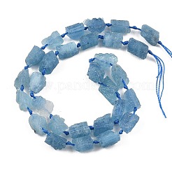 生のラフな天然アクアマリンビーズ連売り  ナゲット  6~18x6~14x4~10mm  穴：1mm  約28~39個/連  16.73''（42.5cm）〜16.93''（43cm）&nbsp;G-D101-A05-02