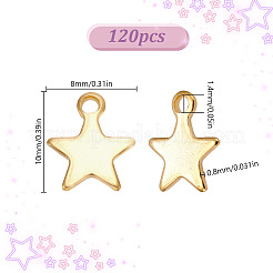 304ステンレススチールチャーム120個  スター  18KGP本金メッキ  10x8x0.8mm  穴：1.4mm&nbsp;STAS-HY0001-60
