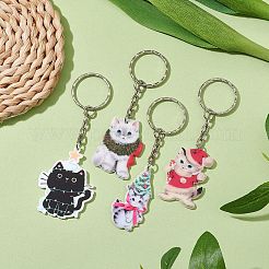 アクリルキーホルダー  鉄のスプリットキーリング付き  猫の形  ミックスカラー  8.9~9.9cm&nbsp;KEYC-JKC00907
