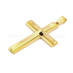 PVD真空メッキ304ステンレススチールビッグペンダント  クロスチャーム  宗教  ゴールドカラー  58.5x39x6mm  穴：4x8.5mm&nbsp;STAS-Z080-13G