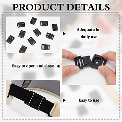 リリースプラスチックバックル30個  バックパックストラップ用ウェビングストラップ  長方形  ブラック  36x25x3.5mm  穴：19.5x2mm&nbsp;DIY-BC0013-83