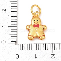 クリスマスの真鍮エナメルペンダント  ジンジャーブレッドマンのチャーム  丸カン付き  ゴールドカラー  17x12x2.5mm  穴：5mm&nbsp;LS-KK-F922-02G