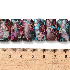 ナチュラルインペリアルジャスパービーズ連売り  染め  長方形  2穴  濃いピンク  20~20.5x10~10.5x5~5.5mm  穴：1mm  約20個/連  8.15~8.46''（20.7~21.5センチメートル）&nbsp;G-H354-01A-02