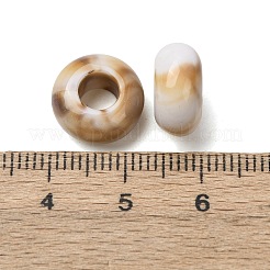 ツートンカラーの不透明アクリル製天然石風ヨーロピアンビーズ  大穴ビーズ  チョコレート  ロンデル  12.5x6.5mm  穴：5.5mm  約880個/500g&nbsp;SACR-K005-04B