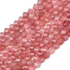 天然石ストロベリークォーツビーズ連売り  多面カット  ツイスト  6~6.5x5x5mm  穴：1mm  約58~61個/連  14.17''~14.69''（36~37.3センチメートル）&nbsp;G-P611-C29-01
