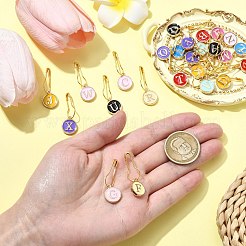 合金エナメルフラットラウンド、文字 a～z ロックステッチマーカーセット付き  マーキングボタン  ミックスカラー  14.5x12x2.5mm  穴：1.5mm&nbsp;FIND-CJC0010-113