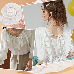 4ヤードの綿プリーツリボン  ウェーブエッジリボン  洋服アクセサリー  ホワイト  3-3/8インチ（85mm）&nbsp;OCOR-FG0001-80A