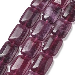 天然石マレーシアジェイドビーズ連売り  染め  長方形  パープル  18x13x5mm  穴：1mm  約10~11個/連  7.28''~7.87''（18.5~20センチメートル）&nbsp;G-K392-B13-13x18mm