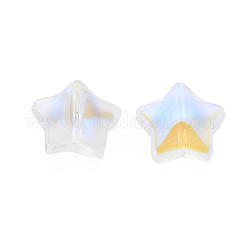 透明なガラスビーズを電気  abカラーハーフメッキ  スター  クリアAB  12.5x13x5mm  穴：1mm&nbsp;GLAA-T022-25-B01