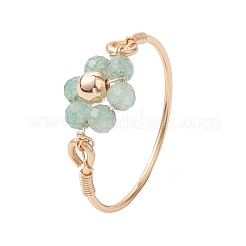 花の天然宝石リング  女性用銅線巻きリング  ゴールドカラー  内径：19~19.5mm&nbsp;RJEW-JR00711-01