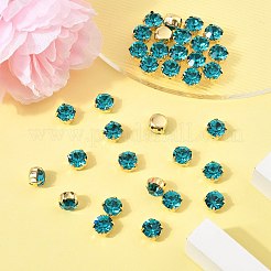 プレシオサ® マキシマ クリスタル 縫い付けカップ  チェコクリスタル  真鍮製爪付き台座付き  719 37 081 チャトン（丸）  ゴールドカラー  ブルージルコン60230個  ss39（8.15~8.4mm）&nbsp;Y-PRC-SS39-60230-G