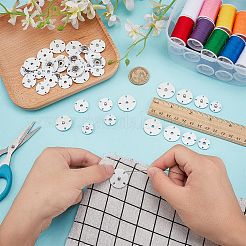 24組4スタイルの亜鉛合金スナップボタン  衣服のボタン  ミシンアクセサリー  プラチナ  15~23x5.5~6mm  穴：2~3x1.5mm  6ペア/スタイル&nbsp;FIND-FG0004-96P