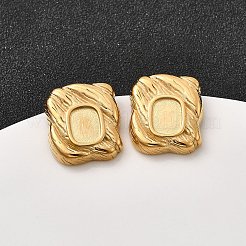 304ステンレススチールスタッドピアス金具  イオンプレーティング（ip）  長方形  18KGP本金メッキ  トレイ：8x6mm  18x16mm  ピン：10x0.8mm&nbsp;STAS-K306-76G
