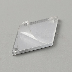 ひし形のアクリルミラーをラインストーンに縫い付けます  衣料品アクセサリー  2穴リンク  銀  23.5x13.5x1.3mm  穴：1mm&nbsp;LS-FIND-WH0155-029C