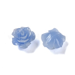 合成サンゴ3Dフラワーローズビーズ  染め  コーンフラワーブルー  14x8mm  穴：1~1.4mm&nbsp;X-CORA-A005-14mm-28
