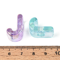 UVメッキ透明アクリルヨーロピアンビーズ  大穴ビーズ  ミックスカラー  文字J  20.5x14x13.5mm  穴：6mm&nbsp;OACR-M027-02J