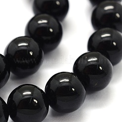 天然石ブラックトルマリンビーズ連売り  グレードAB +  ラウンド  6mm  穴：0.8mm  約62個/連  15.7インチ（40cm）&nbsp;LS-G-G763-01-6mm-AB